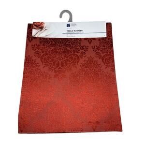 Town & Country Red Living Damask Pattern Table Runner 15 in x 90 in